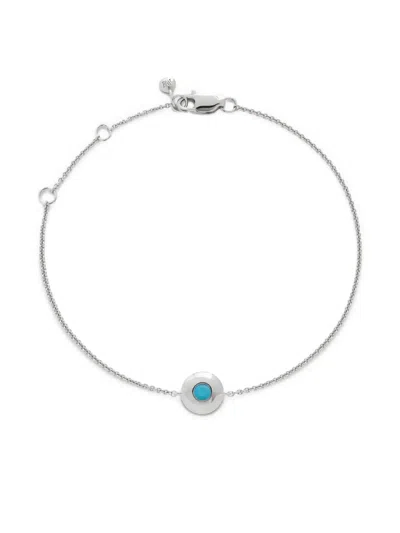 Monica Vinader Sterling Silver December Birthstone Chain Bracelet Turquoise In Metallic