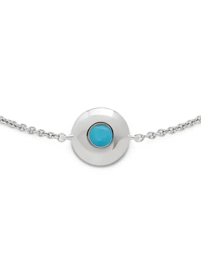 Monica Vinader Sterling Silver December Birthstone Chain Bracelet Turquoise In Metallic