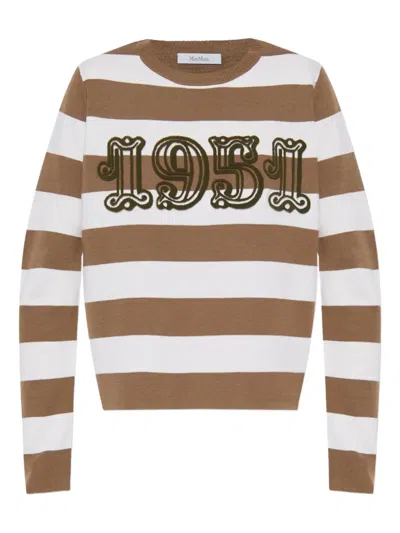 Max Mara Viterbo Wool Crewneck Sweater In Multi