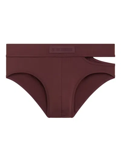 Lgn Louis Gabriel Nouchi Asymmetric-waistband Swim Briefs In Burgundy