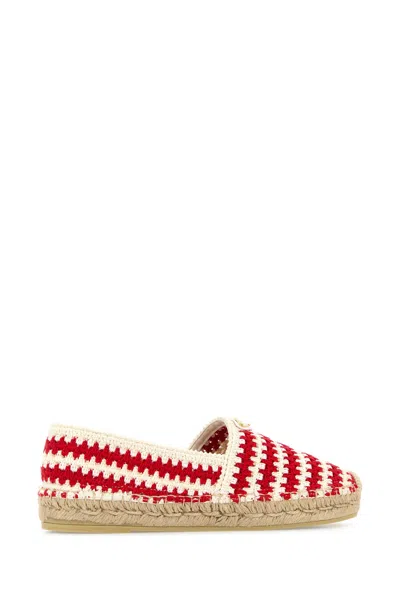 Prada Espadrillas In Crochet Bicolor Donna In Red