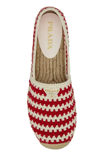 Prada Espadrillas In Crochet Bicolor Donna In Red