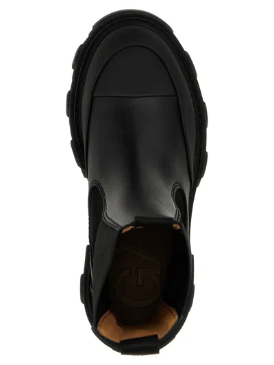Ganni Black Leather Chelsea Boots In Black