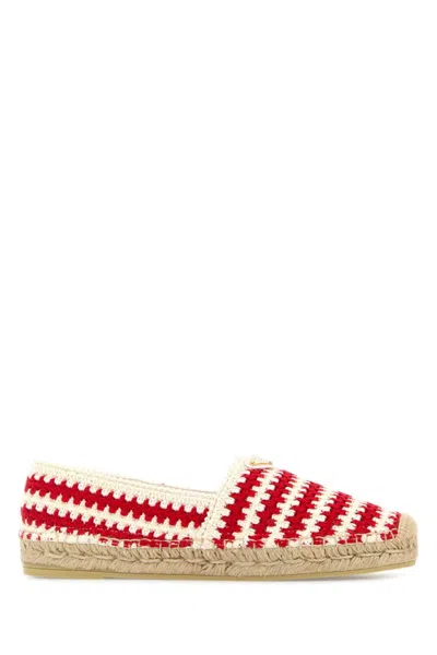 Prada Espadrillas In Crochet Bicolor Donna In Red