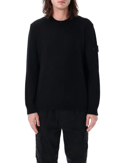 Stone Island Men Black Logo Sweater, Xl Luxury Sweaters & Knitwear For Men Darveys In Black