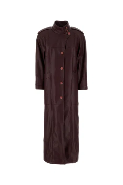 Le Sully Studio Burgundy Synthetic Leather Coat In Purple
