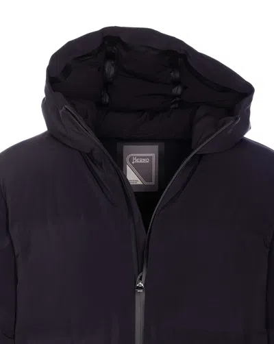 Herno New Impact Medium Weight Hooded Down Jacket In Blue