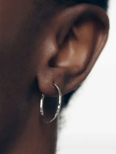 Monica Vinader 14k White Gold Medium Siren Hoops In Metallic