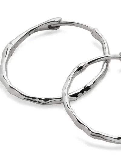 Monica Vinader 14k White Gold Medium Siren Hoops In Metallic