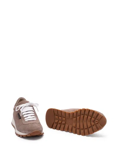 Brunello Cucinelli Women Suede Sneakers In Brown