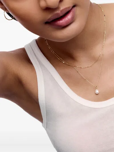 Monica Vinader Baroque Pearl Charm In Yellow