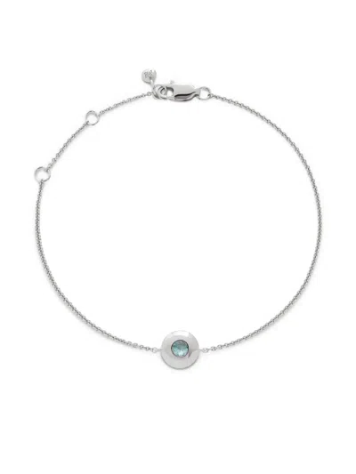 Monica Vinader Sterling Silver December Birthstone Chain Bracelet Turquoise In Metallic
