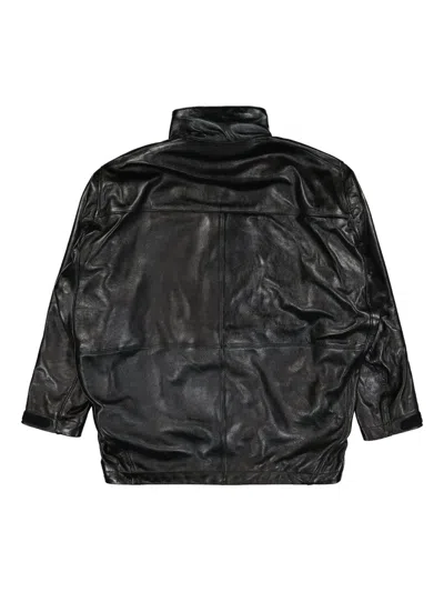 Doublet Panelled Leather Jacket In Black