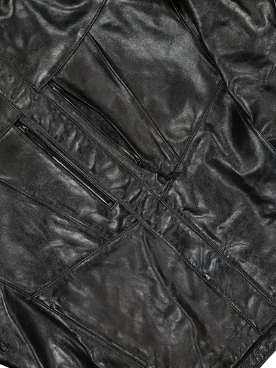 Doublet Panelled Leather Jacket In Black