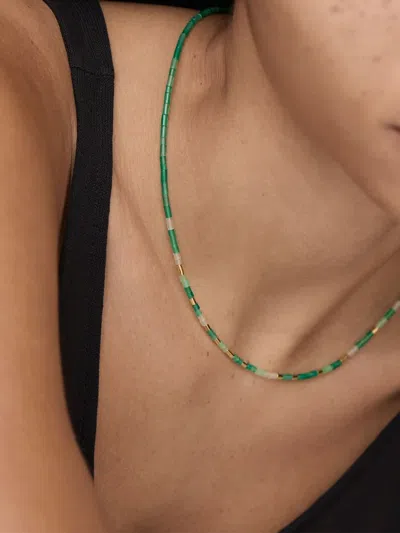 Monica Vinader Womens Delphi Gemstone 18ct Yellow Gold Vermeil And Green Onyx Beaded Necklac In Green