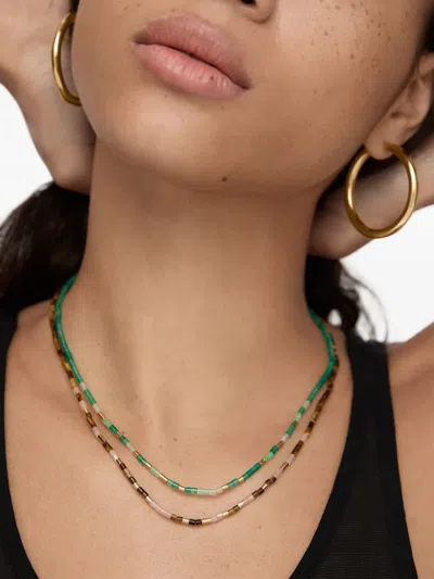 Monica Vinader Womens Delphi Gemstone 18ct Yellow Gold Vermeil And Green Onyx Beaded Necklac In Green