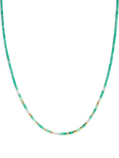 Monica Vinader Womens Delphi Gemstone 18ct Yellow Gold Vermeil And Green Onyx Beaded Necklac In Green