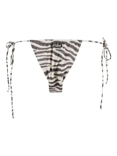 Mc2 Saint Barth Zebra-print Bikini Bottoms In Black