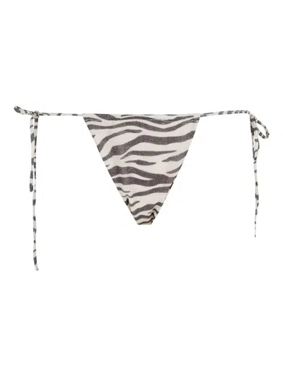 Mc2 Saint Barth Zebra-print Bikini Bottoms In Black