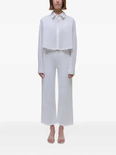 Simkhai Renata Cropped Button-front Shirt In White