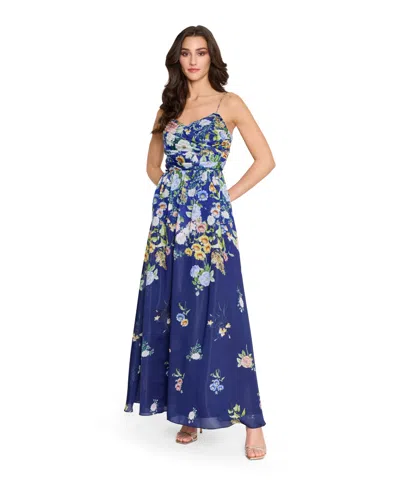 Tahari Asl Women's Printed Sleeveless Ball Gown In Blue