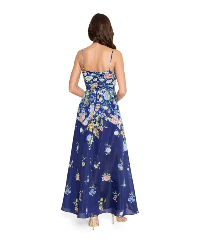 Tahari Asl Women's Printed Sleeveless Ball Gown In Blue
