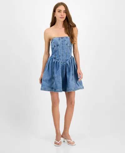 Steve Madden Women's Rina Strapless Corset Dress In Blue