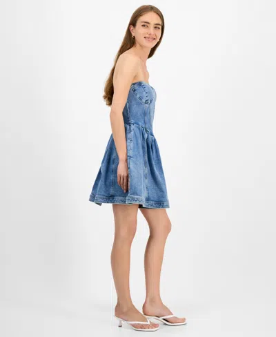 Steve Madden Women's Rina Strapless Corset Dress In Blue