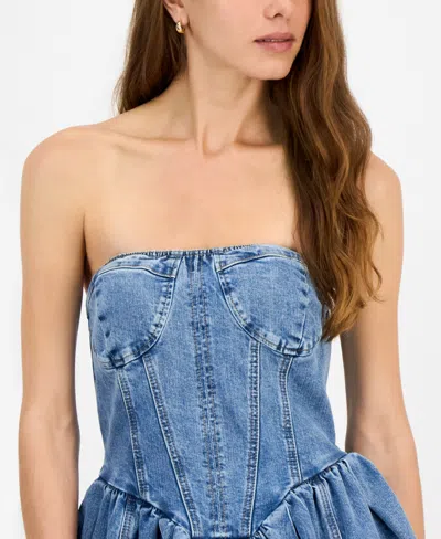 Steve Madden Women's Rina Strapless Corset Dress In Blue