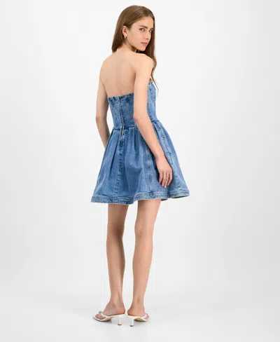 Steve Madden Women's Rina Strapless Corset Dress In Blue