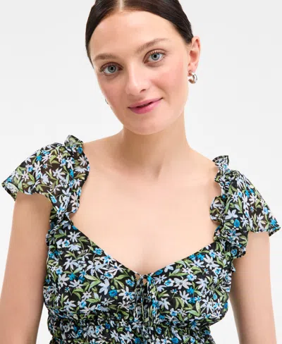 On 34th Women's Floral Flutter-sleeve Tie Tank, Exclusively At Macy's In Multi