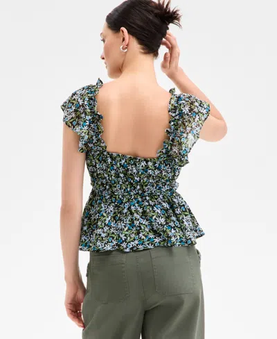 On 34th Women's Floral Flutter-sleeve Tie Tank, Exclusively At Macy's In Multi