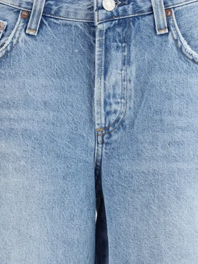 Agolde Urban Baggy Denim Shorts With Belt Loops In Blue