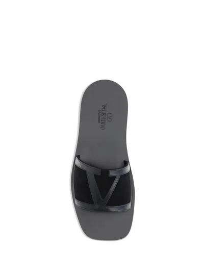 Valentino Coolside Rubber Slides In Black