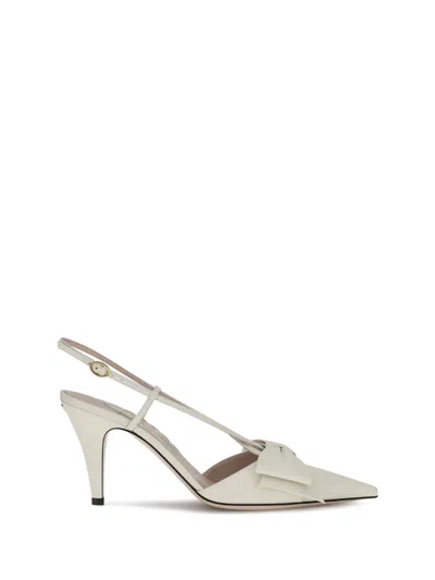 Valentino Garavani Valentino Bowow 85 Leather Slingback Pump In White