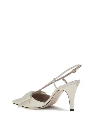 Valentino Garavani Valentino Bowow 85 Leather Slingback Pump In White