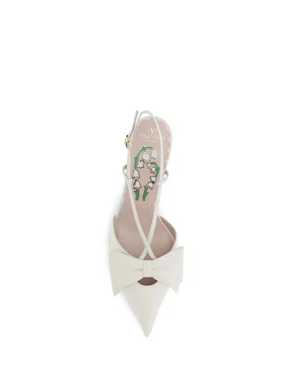 Valentino Garavani Valentino Bowow 85 Leather Slingback Pump In White