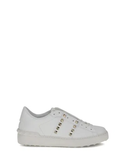 Valentino White Rockstud-embellished Low-top Sneakers