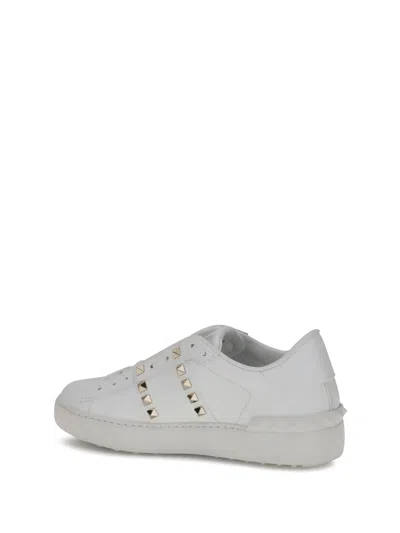 Valentino White Rockstud-embellished Low-top Sneakers