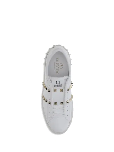 Valentino White Rockstud-embellished Low-top Sneakers