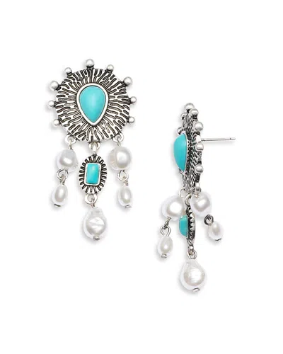 Aqua X Ava Phillippe Mixed Stone Drop Earrings - Exclusive In Metallic