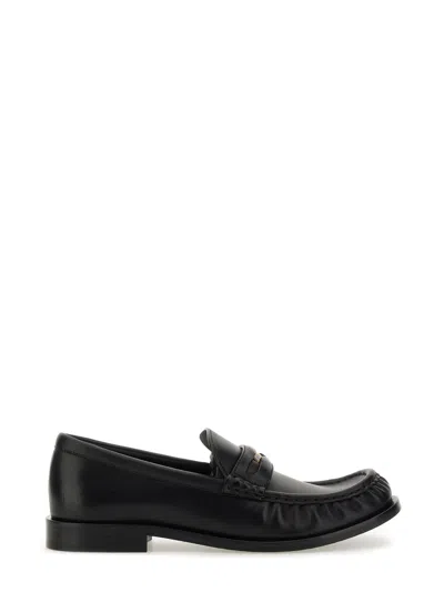 Burberry Leather Penny Loafers In Black
