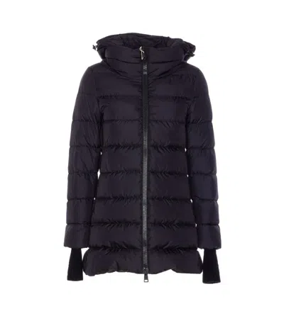 Herno Chamonix Down Jacket With Detachable Hood And Ribbed Cuffs In Black