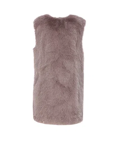 Herno Grey Sleeveless Vest With Concealed Closure On The Front In Ecofur Woman In Brown
