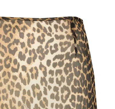 Ganni Animal Print Flared Layered Leopard Skirt In Animal Print