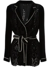 ALBERTA FERRETTI PERFORATED DETAILING BELTED JACKET,A0509515811723701