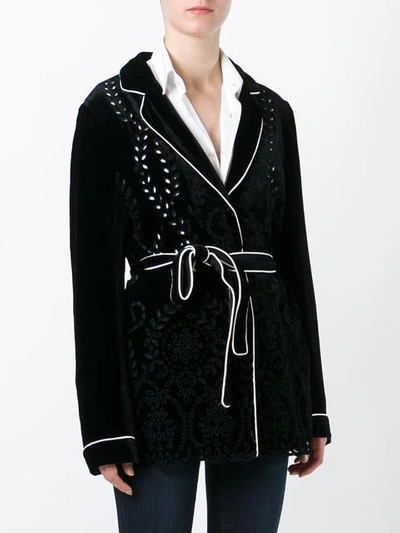 Shop Alberta Ferretti Perforated Detailing Belted Jacket