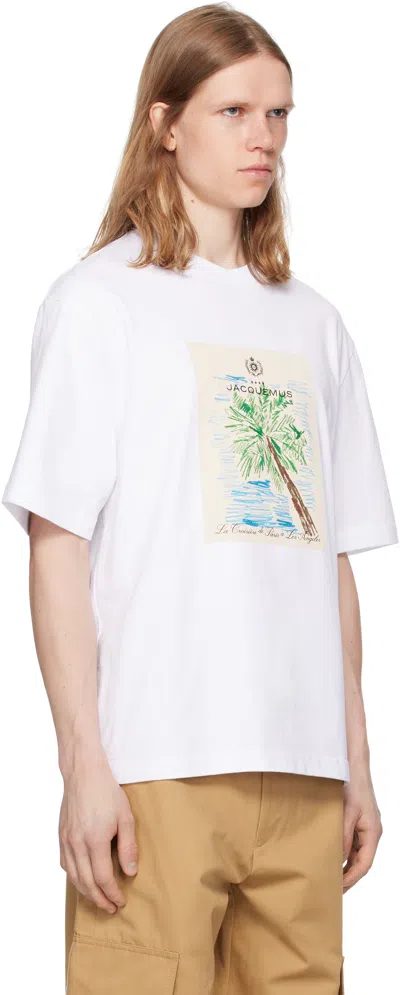 Jacquemus 'le T-shirt Marino' White Crewneck T-shirt With Maxi Print On The Front