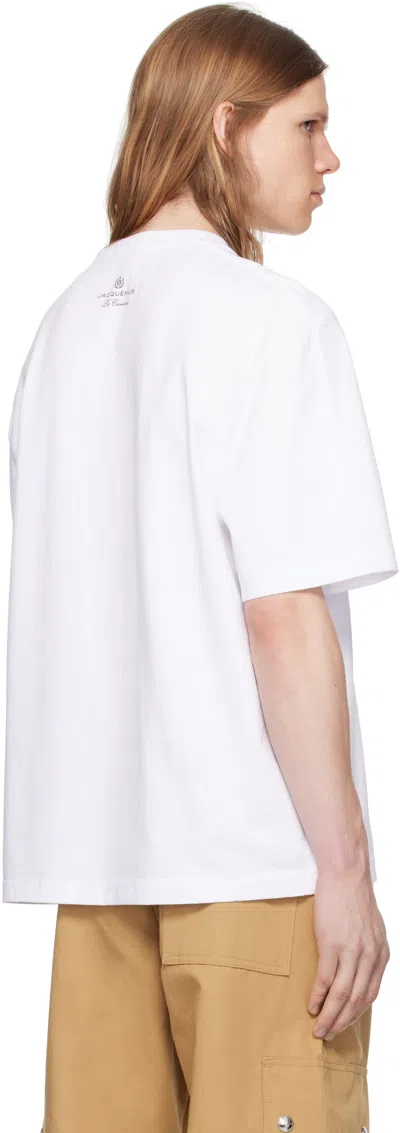 Jacquemus 'le T-shirt Marino' White Crewneck T-shirt With Maxi Print On The Front