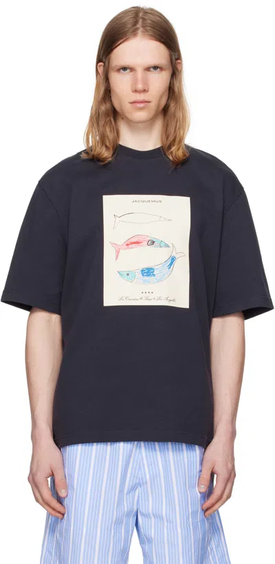 Jacquemus Le T-shirt Marino Cotton Logo T-shirt In Blue